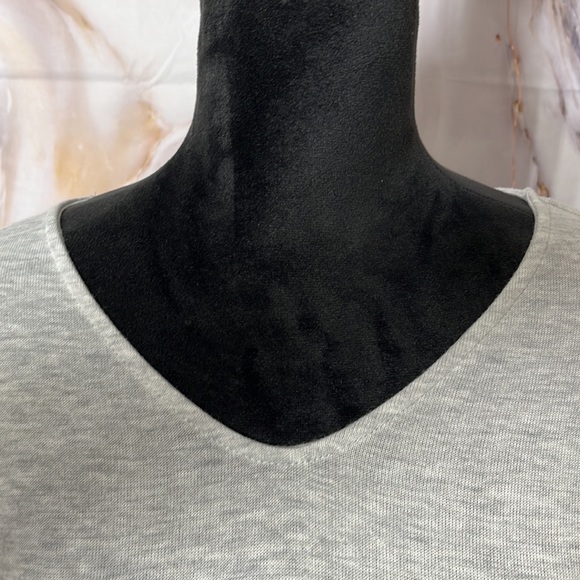 Halogen Heather Gray Bell Sleeve Sweater with Black and Red Ties at Sleeve SZ S - Picture 3 of 10